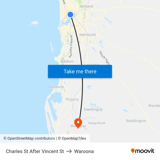 Charles St After Vincent St to Waroona map