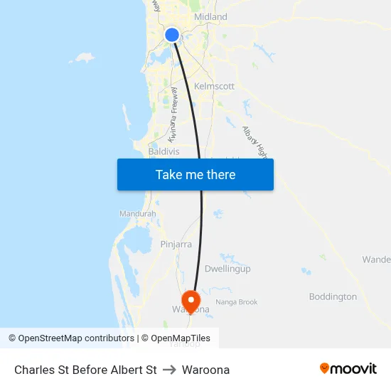 Charles St Before Albert St to Waroona map