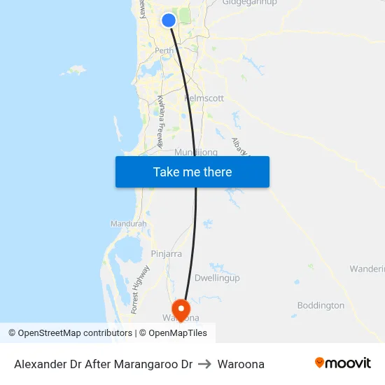 Alexander Dr After Marangaroo Dr to Waroona map