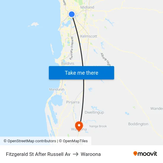 Fitzgerald St After Russell Av to Waroona map