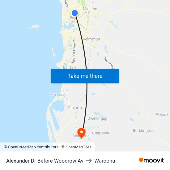 Alexander Dr Before Woodrow Av to Waroona map