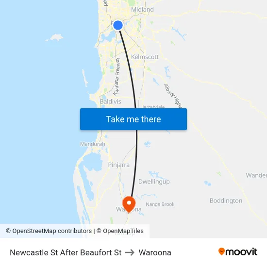Newcastle St After Beaufort St to Waroona map