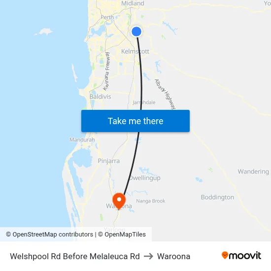 Welshpool Rd Before Melaleuca Rd to Waroona map