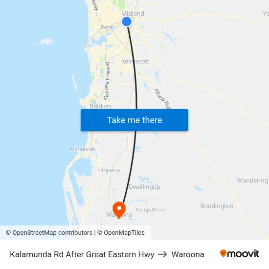Kalamunda Rd After Great Eastern Hwy to Waroona map
