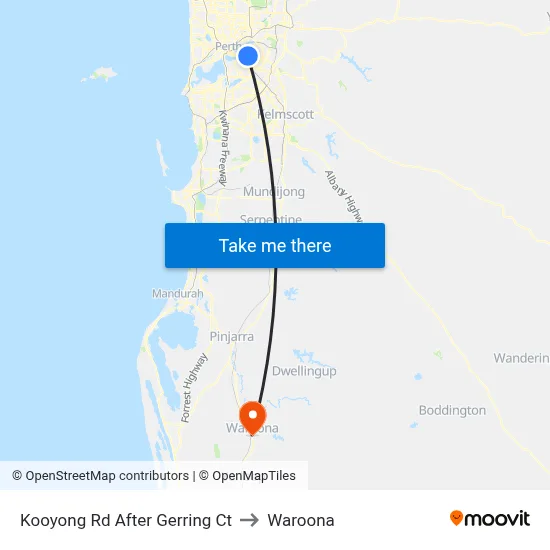 Kooyong Rd After Gerring Ct to Waroona map
