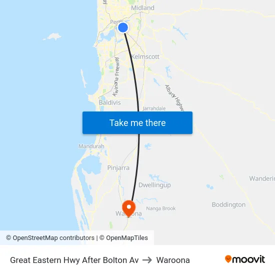 Great Eastern Hwy After Bolton Av to Waroona map