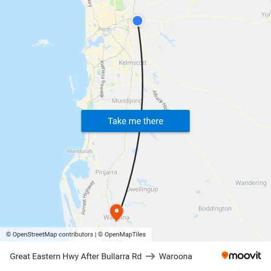Great Eastern Hwy After Bullarra Rd to Waroona map