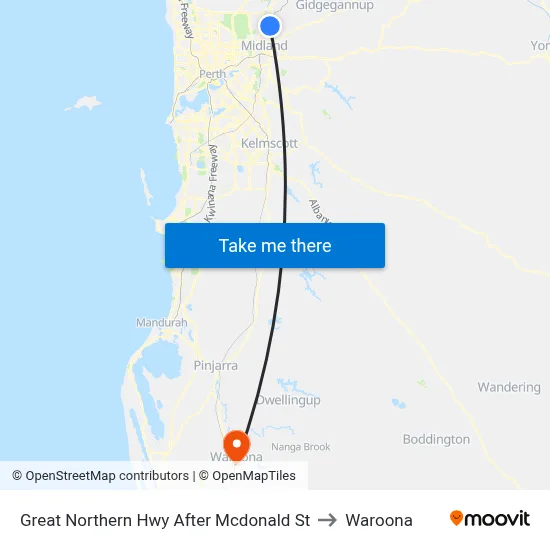 Great Northern Hwy After Mcdonald St to Waroona map