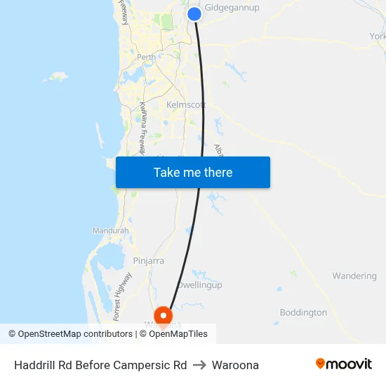 Haddrill Rd Before Campersic Rd to Waroona map