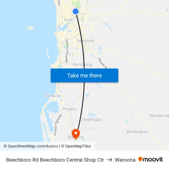 Beechboro Rd Beechboro Central Shop Ctr to Waroona map