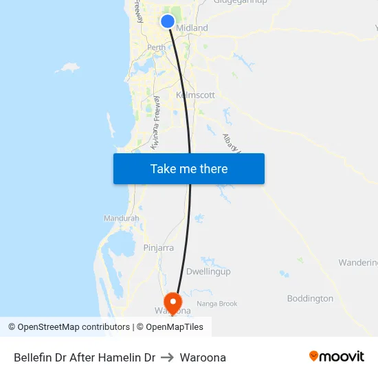Bellefin Dr After Hamelin Dr to Waroona map