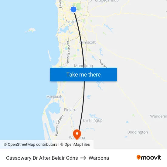 Cassowary Dr After Belair Gdns to Waroona map