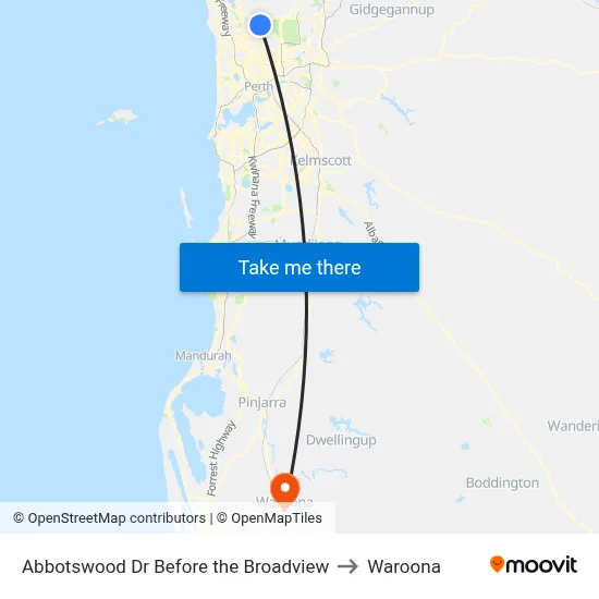 Abbotswood Dr Before the Broadview to Waroona map