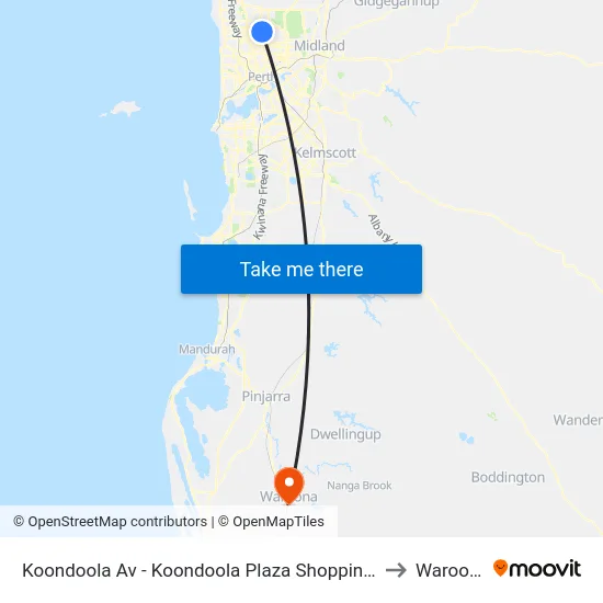 Koondoola Av - Koondoola Plaza Shopping Ctr to Waroona map