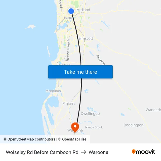 Wolseley Rd Before Camboon Rd to Waroona map