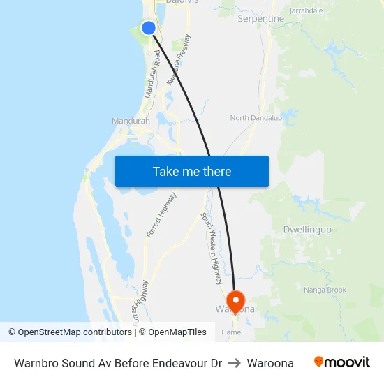 Warnbro Sound Av Before Endeavour Dr to Waroona map