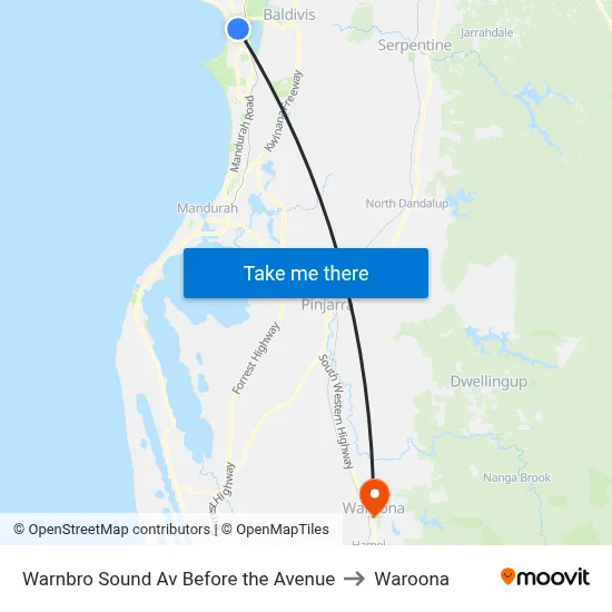 Warnbro Sound Av Before the Avenue to Waroona map