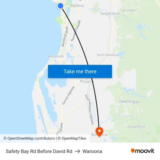 Safety Bay Rd Before David Rd to Waroona map