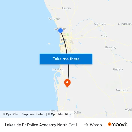 Lakeside Dr Police Academy North Cat Id 7 to Waroona map