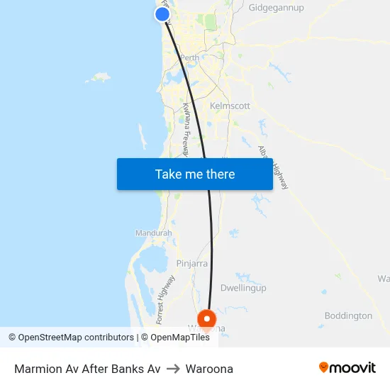 Marmion Av After Banks Av to Waroona map