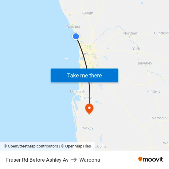 Fraser Rd Before Ashley Av to Waroona map