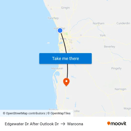 Edgewater Dr After Outlook Dr to Waroona map