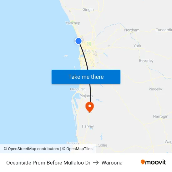 Oceanside Prom Before Mullaloo Dr to Waroona map