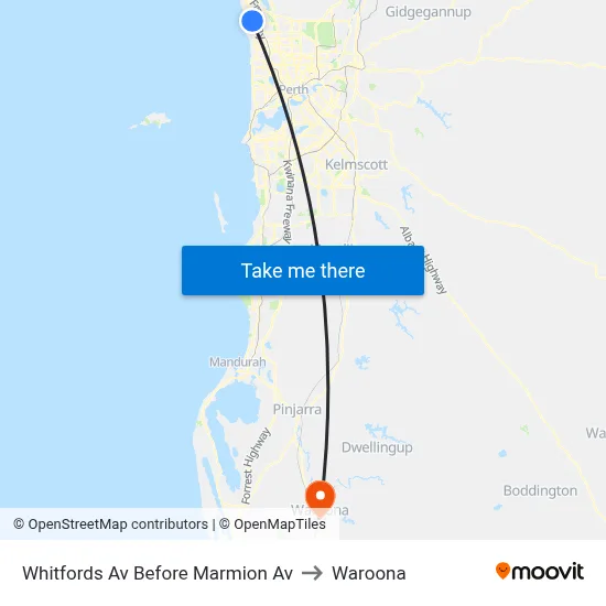 Whitfords Av Before Marmion Av to Waroona map