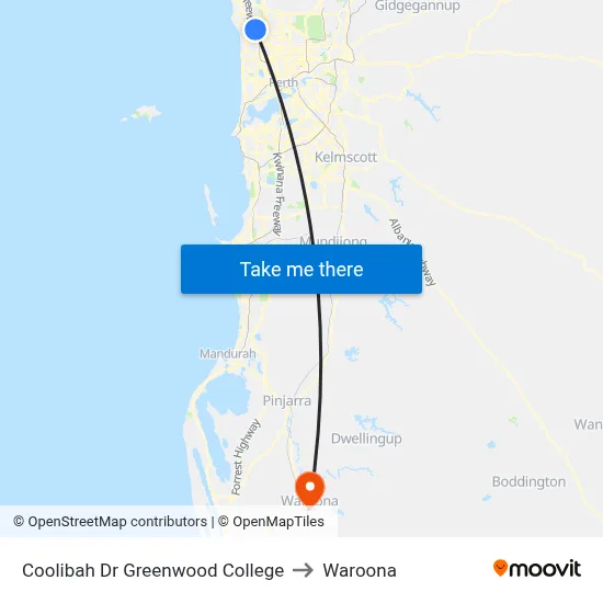 Coolibah Dr Greenwood College to Waroona map