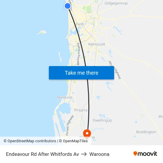 Endeavour Rd After Whitfords Av to Waroona map