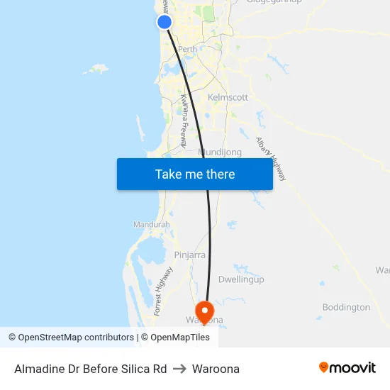 Almadine Dr Before Silica Rd to Waroona map