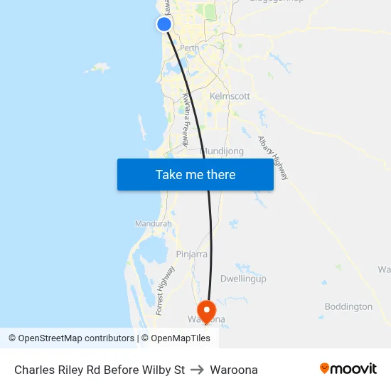 Charles Riley Rd Before Wilby St to Waroona map