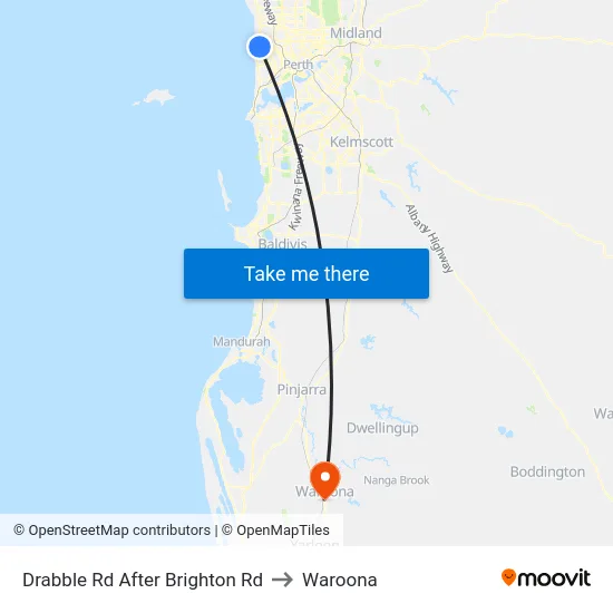 Drabble Rd After Brighton Rd to Waroona map