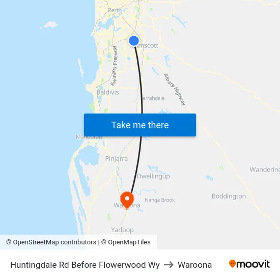 Huntingdale Rd Before Flowerwood Wy to Waroona map