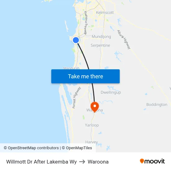 Willmott Dr After Lakemba Wy to Waroona map