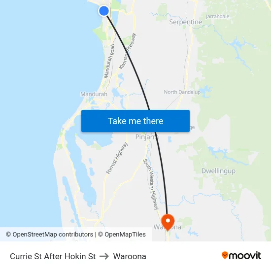 Currie St After Hokin St to Waroona map