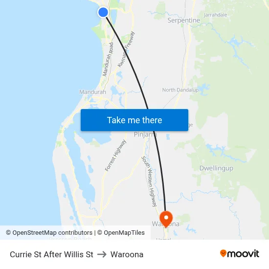 Currie St After Willis St to Waroona map