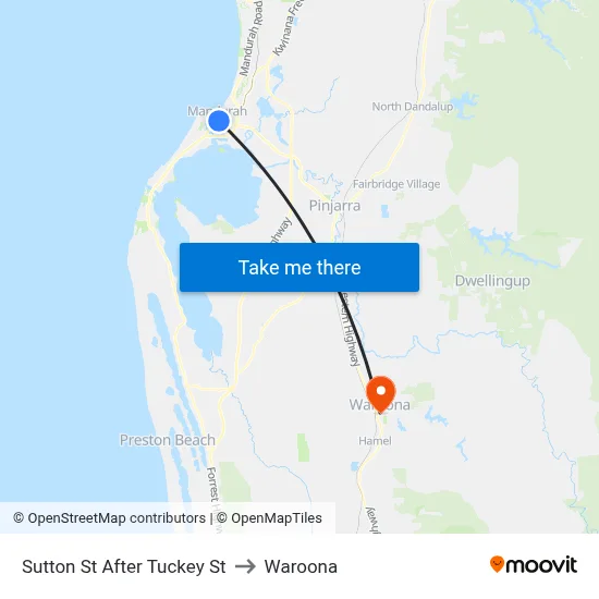 Sutton St After Tuckey St to Waroona map