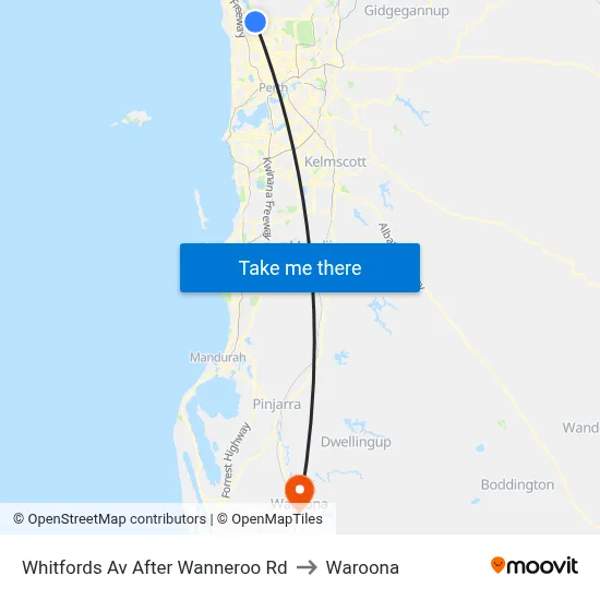 Whitfords Av After Wanneroo Rd to Waroona map