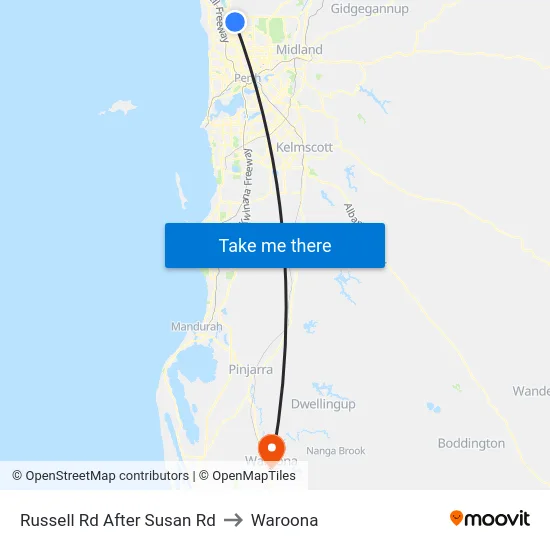 Russell Rd After Susan Rd to Waroona map