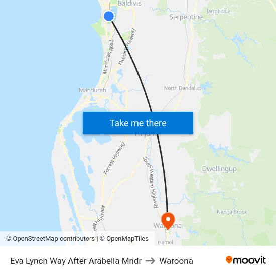 Eva Lynch Way After Arabella Mndr to Waroona map