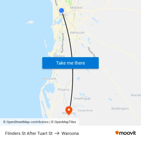 Flinders St After Tuart St to Waroona map