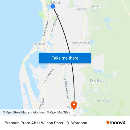 Brennan Prom After Wilson Pass to Waroona map