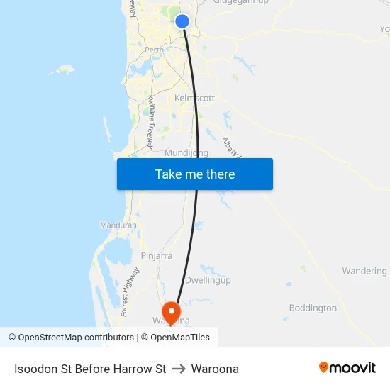 Isoodon St Before Harrow St to Waroona map