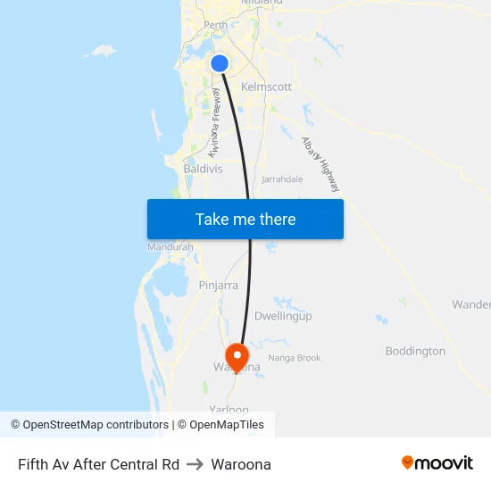 Fifth Av After Central Rd to Waroona map