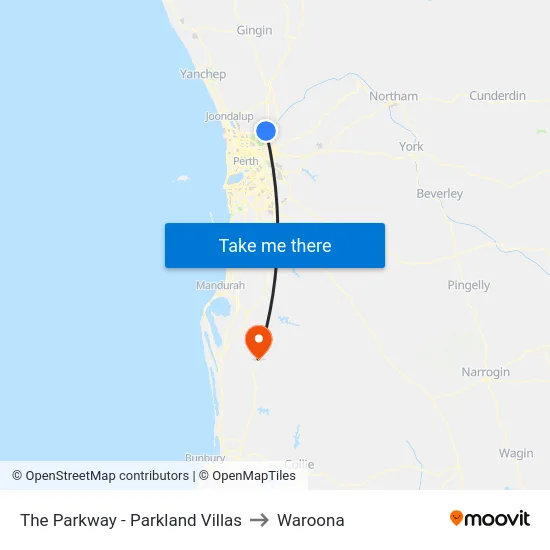 The Parkway   - Parkland Villas to Waroona map