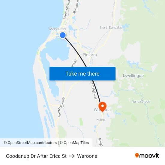 Coodanup Dr After Erica St to Waroona map