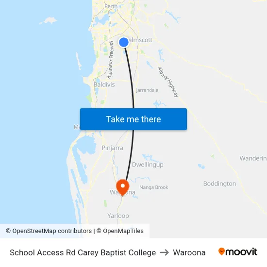 School Access Rd Carey Baptist College to Waroona map