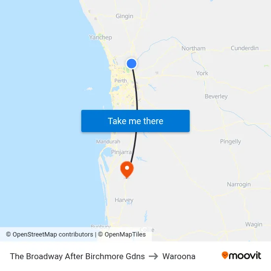 The Broadway   After Birchmore Gdns to Waroona map