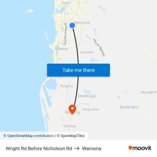 Wright Rd Before Nicholson Rd to Waroona map